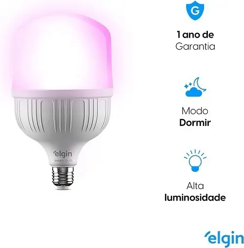 Lâmpada Inteligente Led Bulbo 20w Rgb Smart Color - Elgin 127/220v 4