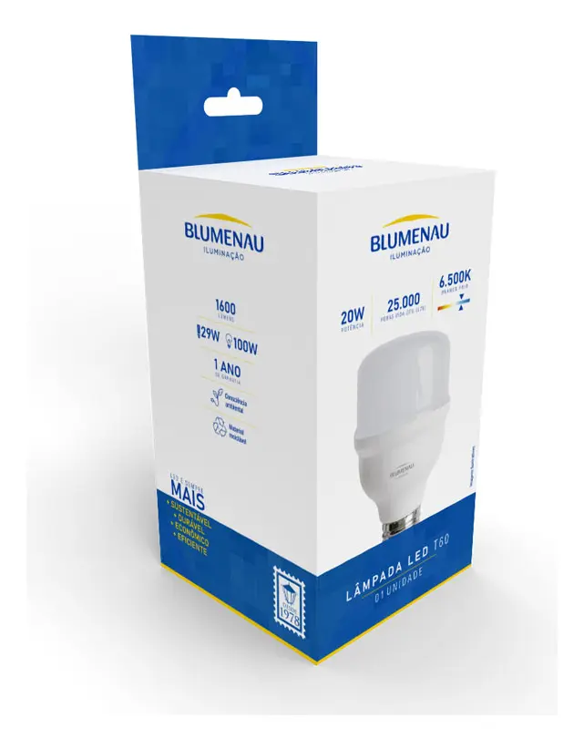 Lâmpada Led 20w Bulbo E27 Alta Potência Blumenau Luz Branca Luz Branco-frio 127/220v 2