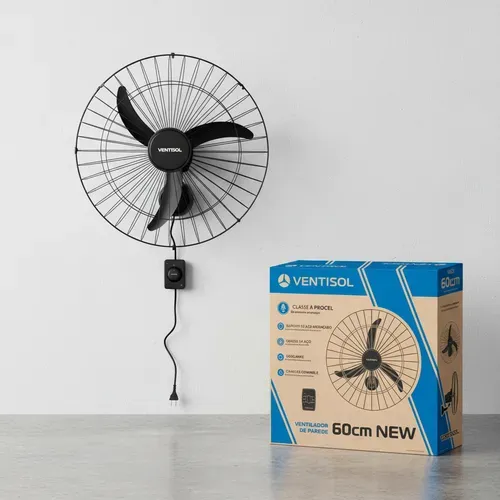 Ventilador Osc Parede 60cm Preto Ventisol 60 Cm 220v Plástico 3 4