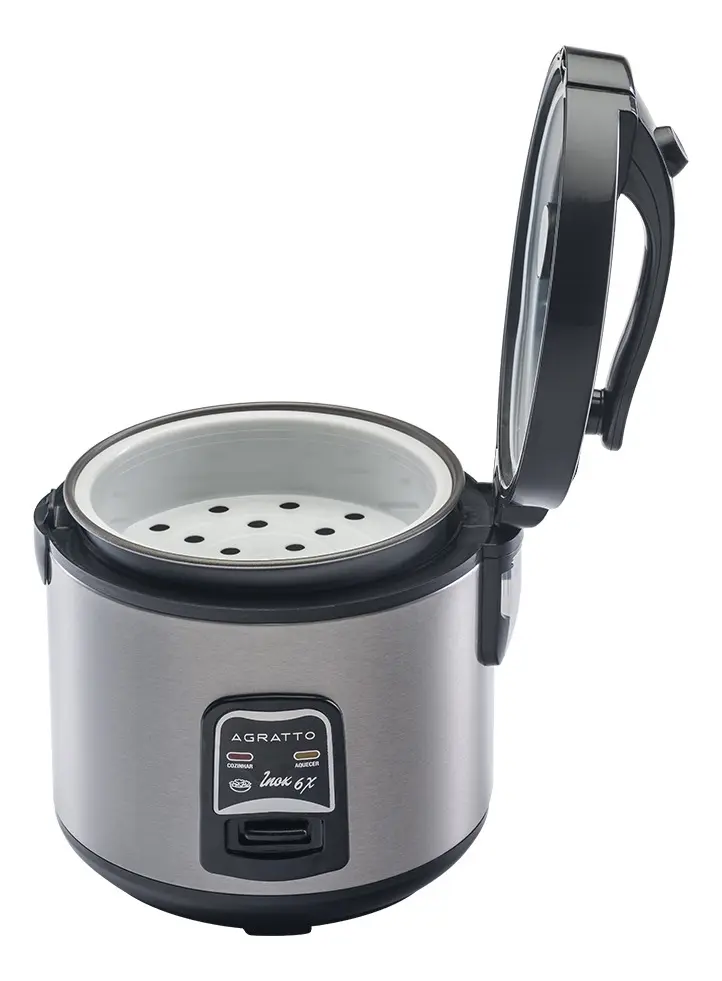 Panela Elétrica de Arroz Agratto PAI6X 127v 400W Inox com Tampa de Vidro Antiaderente Função Aquecer para Arroz e Legumes Compacta 3