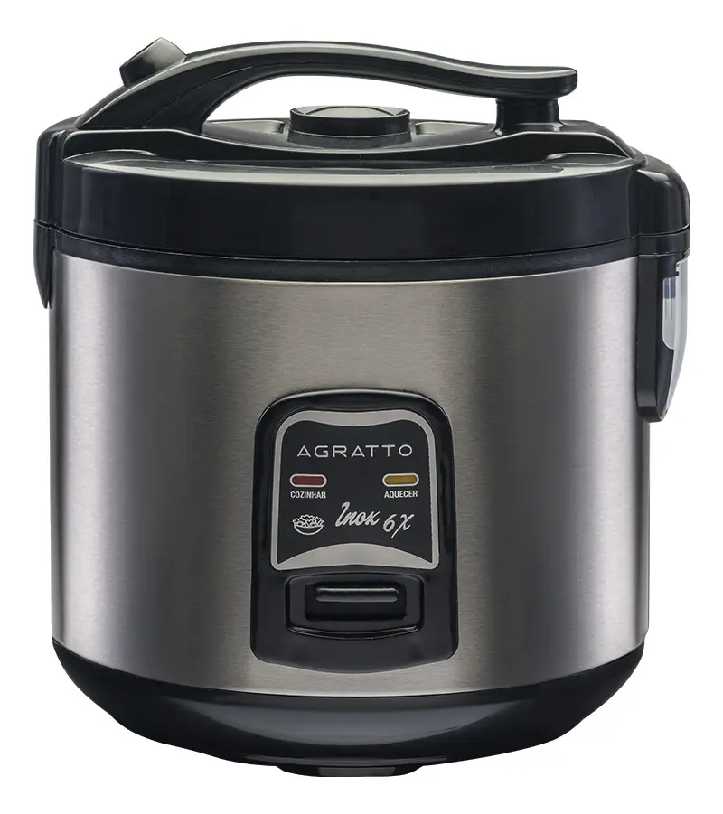 Panela Elétrica De Arroz E Legumes 6 Xícaras Antiaderente 400w Arrozeira Inox Agratto 220v 60 Hz