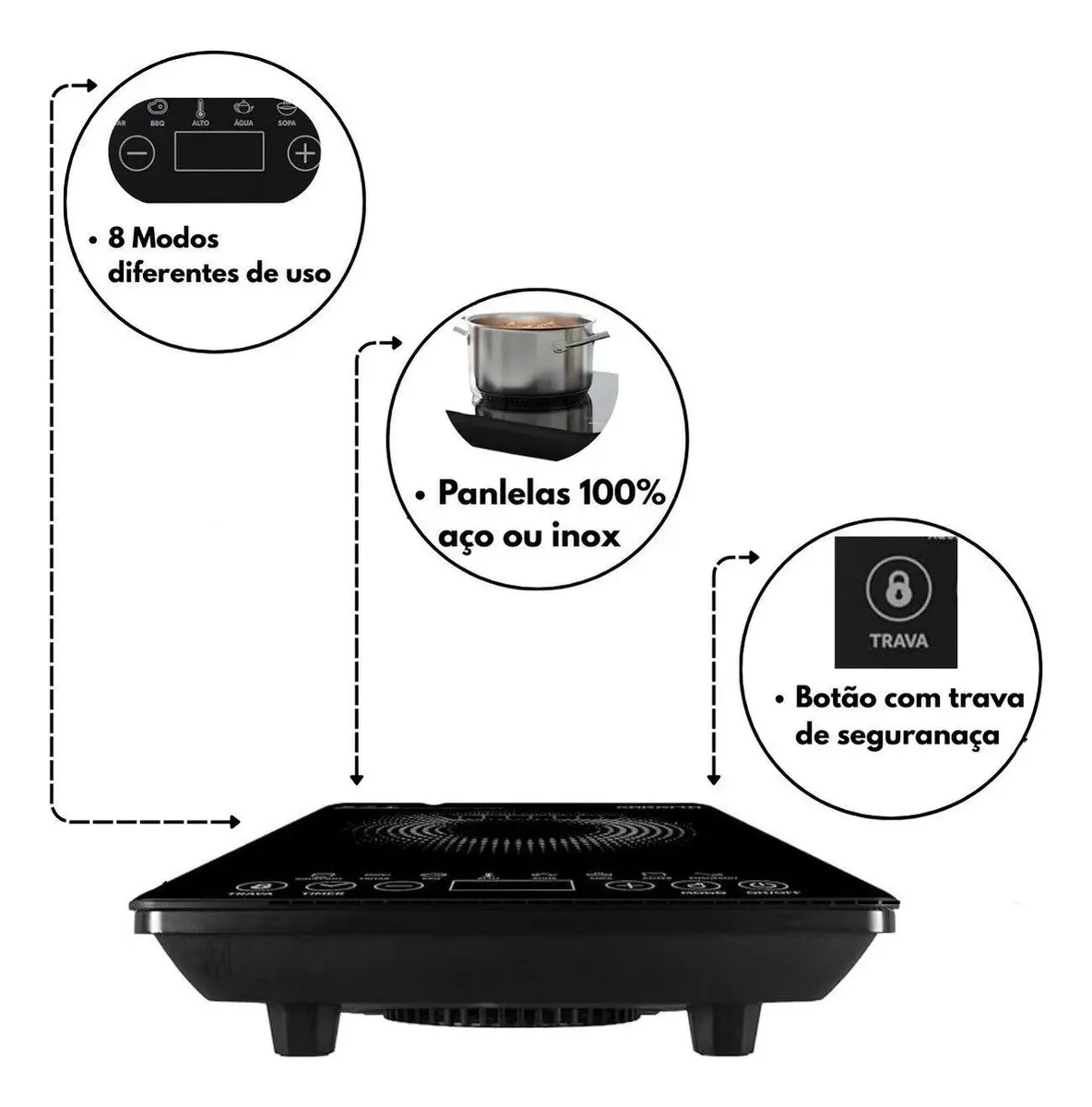 Cooktop Indução Acki01i-01 Preto 1 Boca 1200w Agratto 127v 3