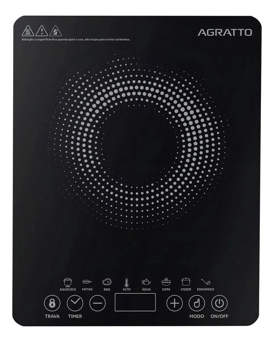 Cooktop Indução Acki01i-01 Preto 1 Boca 1200w Agratto 127v