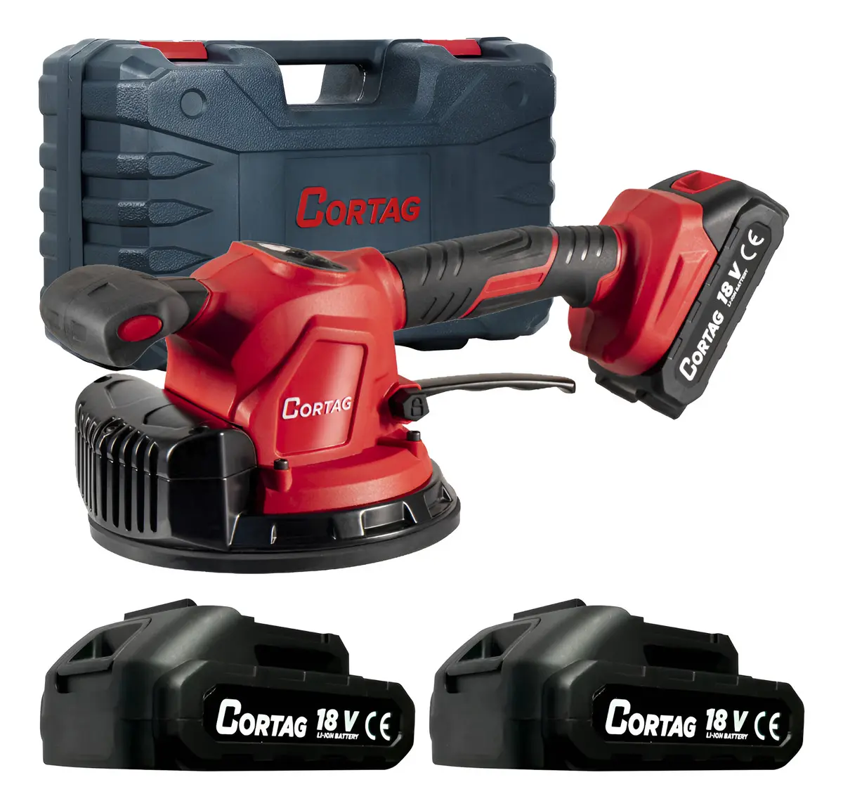 Maquina Assentar Pisos 2 Bateria Ventosa Com Vibração Cortag Vermelho 18v