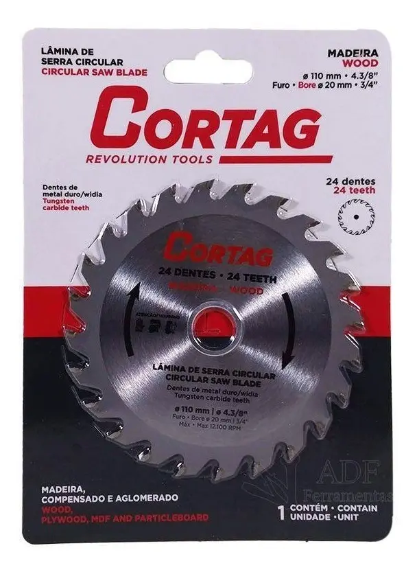 Disco Lâmina De Serra Circular 110mm 24 Dentes Cortag 2