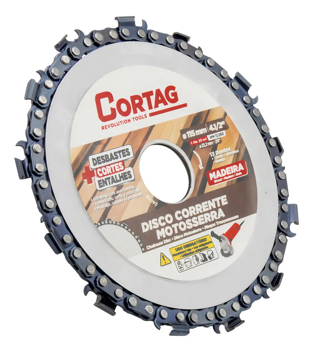 Disco Com Corrente Motosserra Para Madeira 115mm Cortag 3