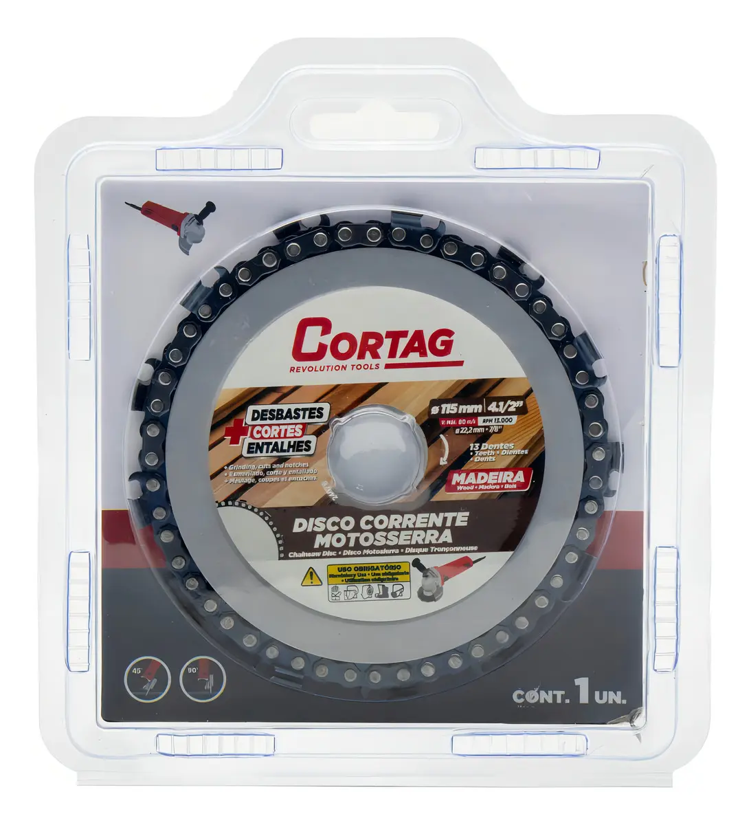 Disco Com Corrente Motosserra Para Madeira 115mm Cortag 4