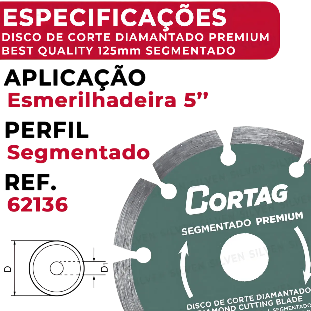 Disco De Corte Diamantado Concreto 125mm Premium Cortag Cor Verde-escuro 2