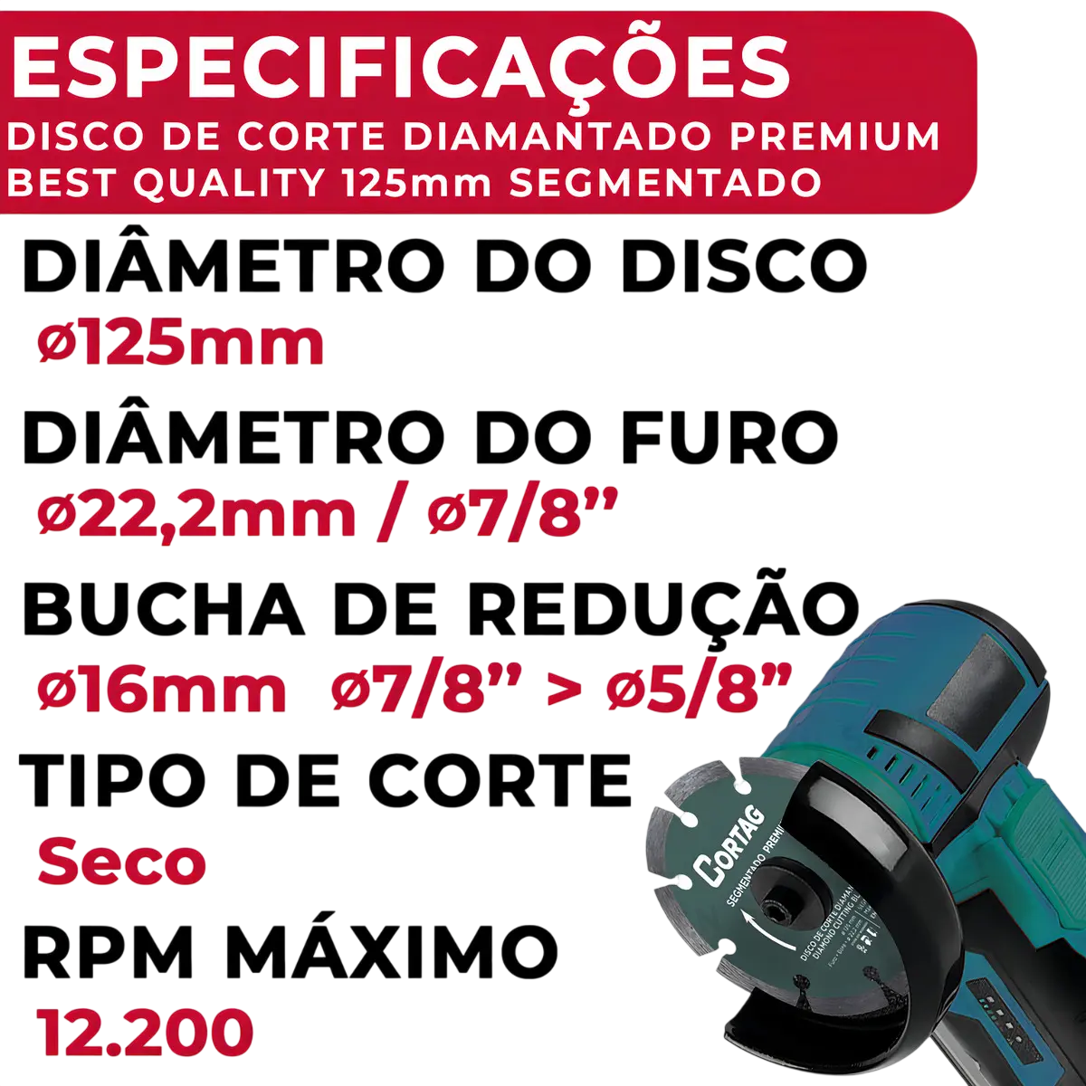 Disco De Corte Diamantado Concreto 125mm Premium Cortag Cor Verde-escuro 5