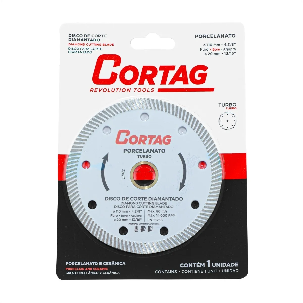 Disco Diamantado Turbo Cortag Para Porcelanato 110mm X 20mm Branco 5