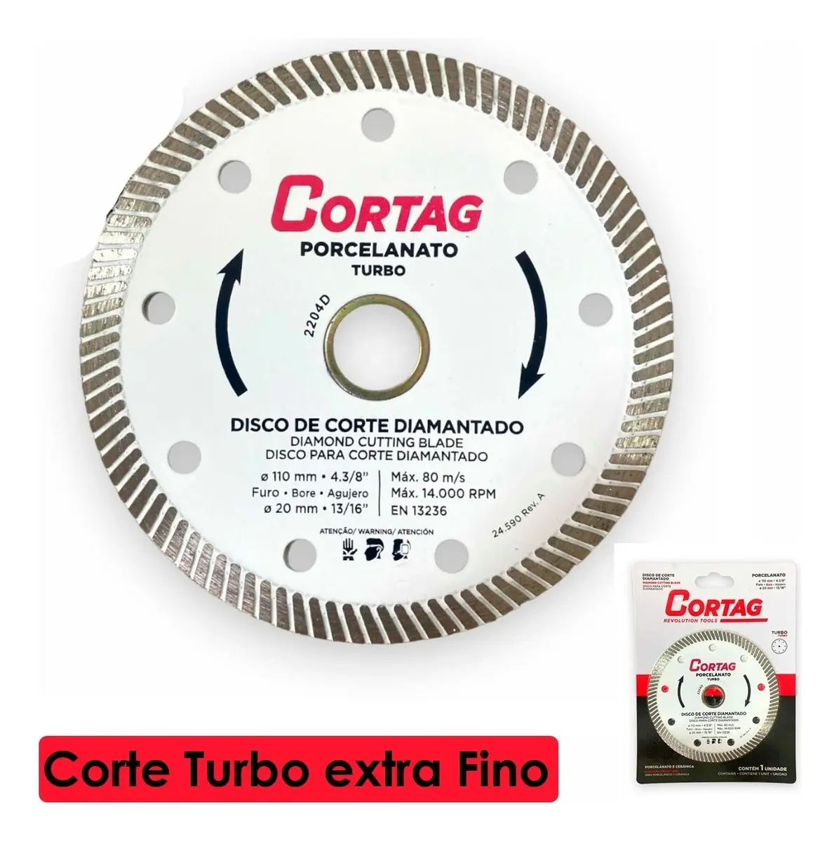 Disco Diamantado Turbo Cortag Para Porcelanato 110mm X 20mm Branco 2