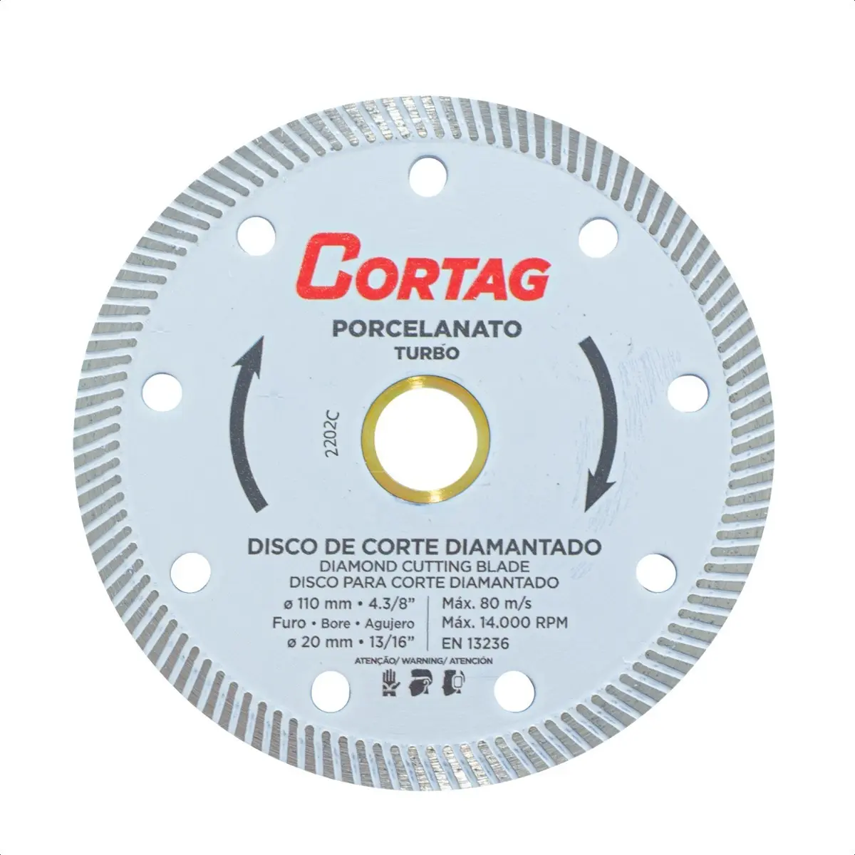 Disco Diamantado Turbo Cortag Para Porcelanato 110mm X 20mm Branco