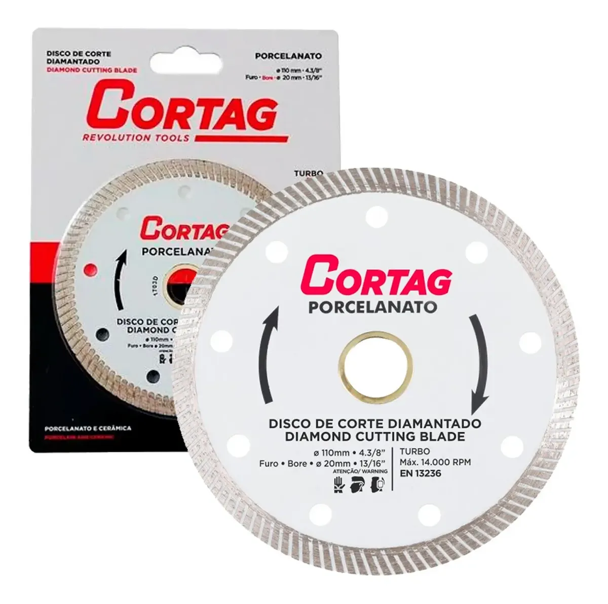 Disco Diamantado Turbo Cortag Para Porcelanato 110mm X 20mm Branco 3