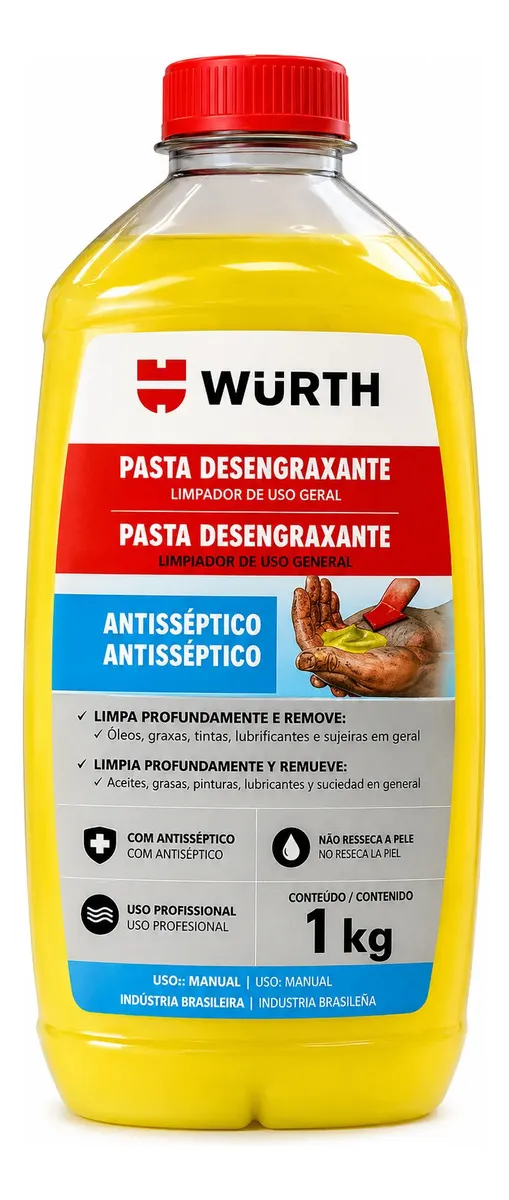 Sabão Pasta Gel Desengraxante Para Mãos Mecanico Limpa Graxa 1kg - Wurth
