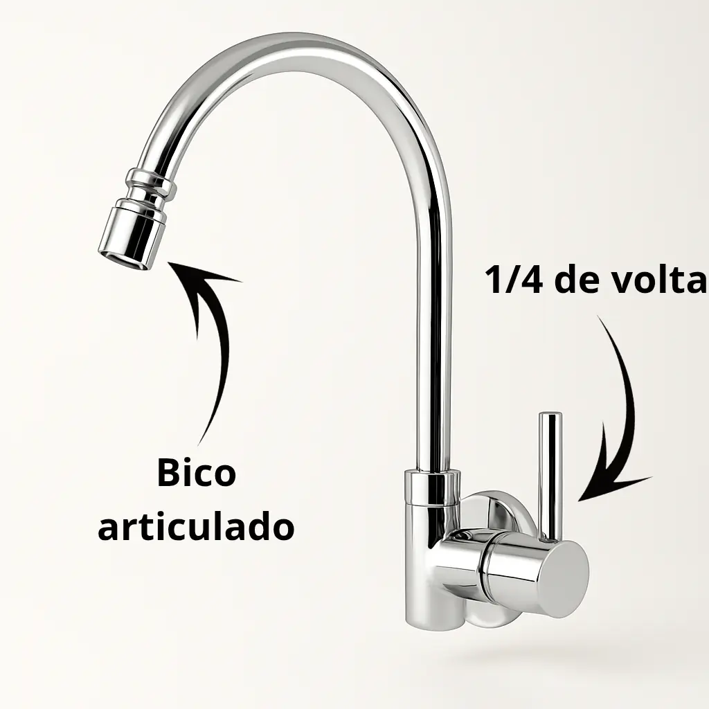Torneira Romar Agile Metal Escovado P/ Cozinha 1/4 De Volta Metal Escovado 2