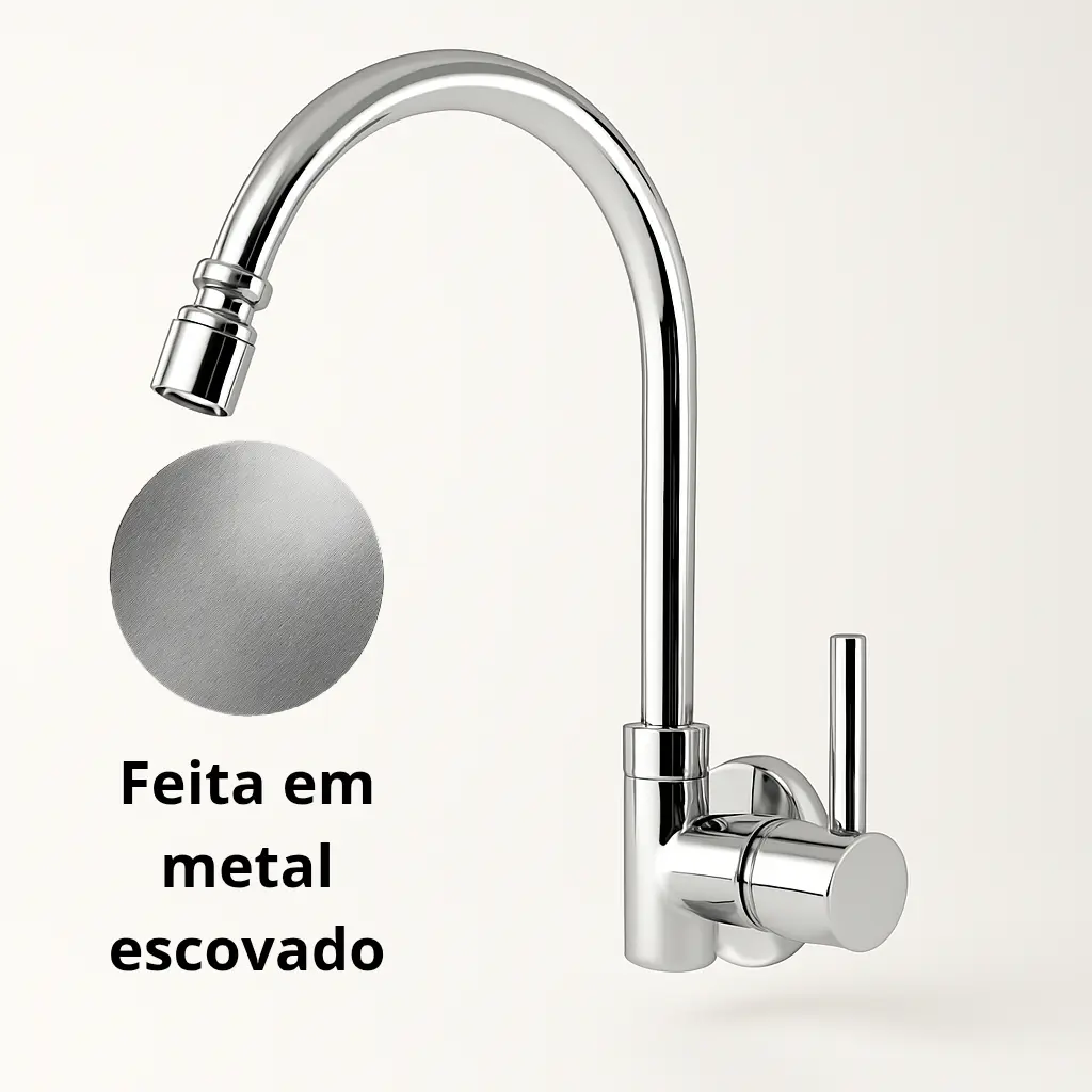 Torneira Romar Agile Metal Escovado P/ Cozinha 1/4 De Volta Metal Escovado 3