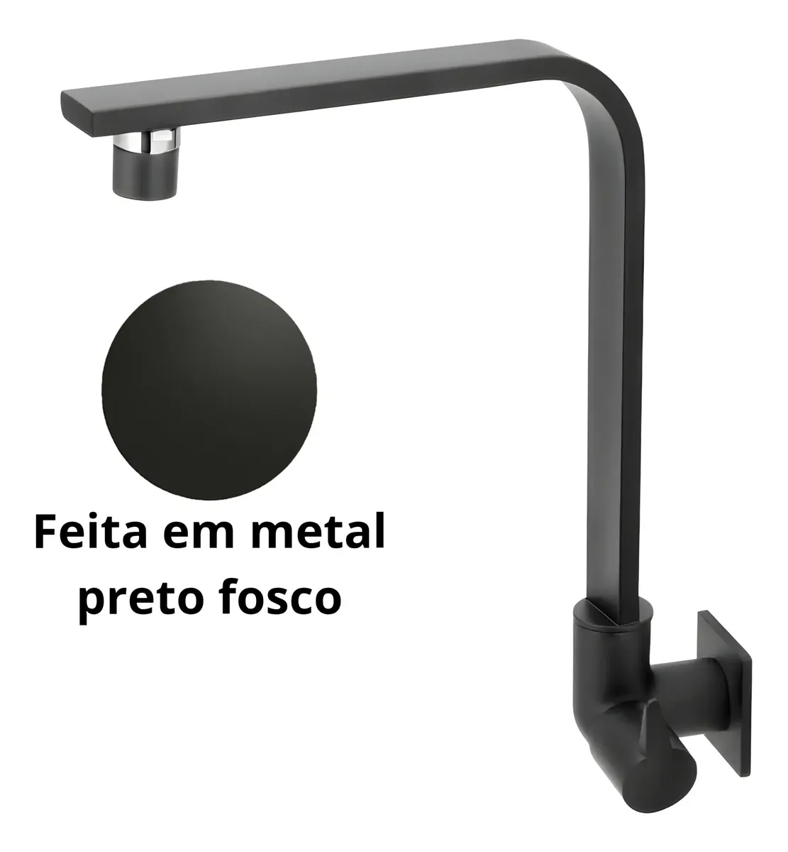Torneira De Cozinha Parede Vite Preto Fosco C/ Bico Movel Preto Fosco 3