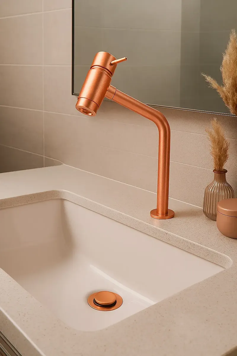 Torneira Romar Metal Rose Gold Cozinha De Meza 45° Rose Gold