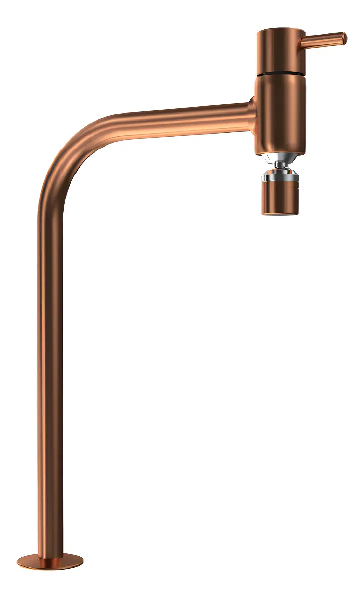 Torneira De Mesa Romar Para Cozinha Bica Alta Rose Com 1/4 De Volta Cerâmico