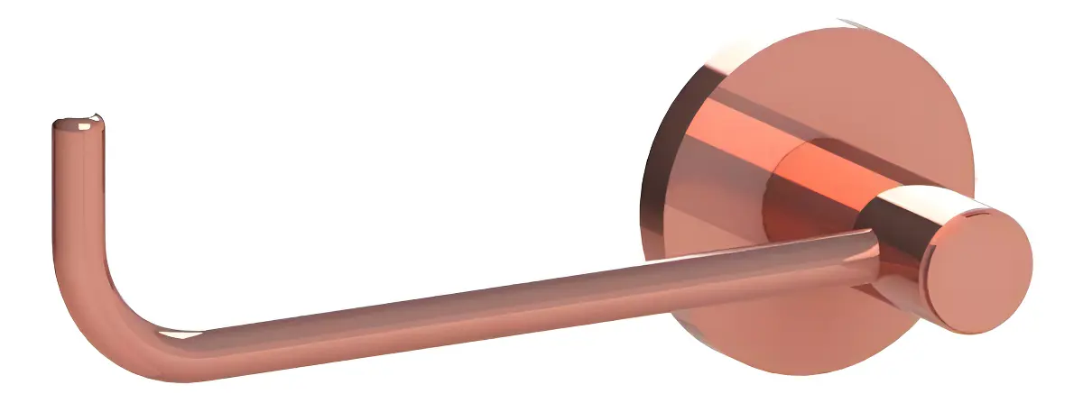 Suporte Porta Papel Higiênico Parede Bello Rose Gold Romar Rosa 2