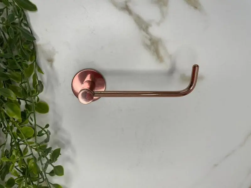Suporte Porta Papel Higiênico Parede Bello Rose Gold Romar Rosa 4