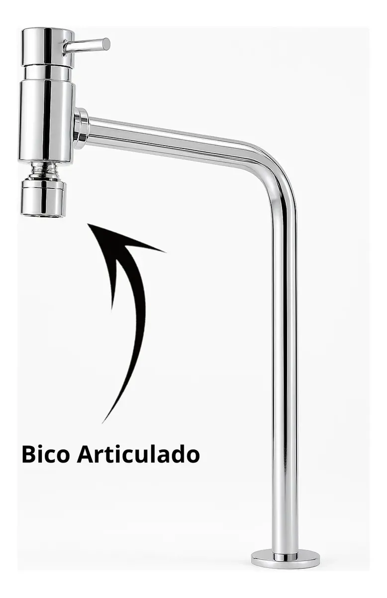 Torneira Romar Metal Cromado 90 Com Bico Articulavel Prateado Brilhante 3