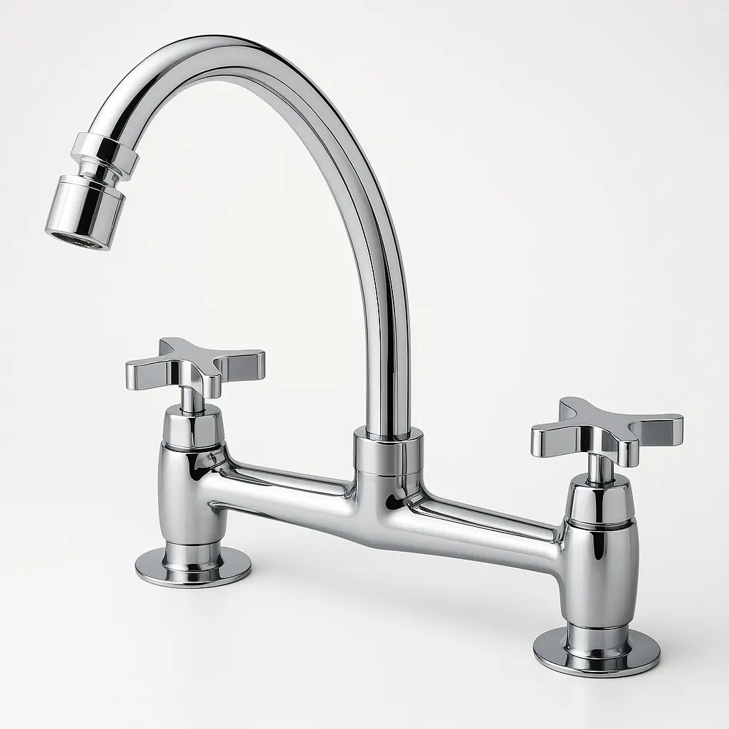 Torneira Misturador Cozinha De Mesa De Metal Cromado Cruzeta 2