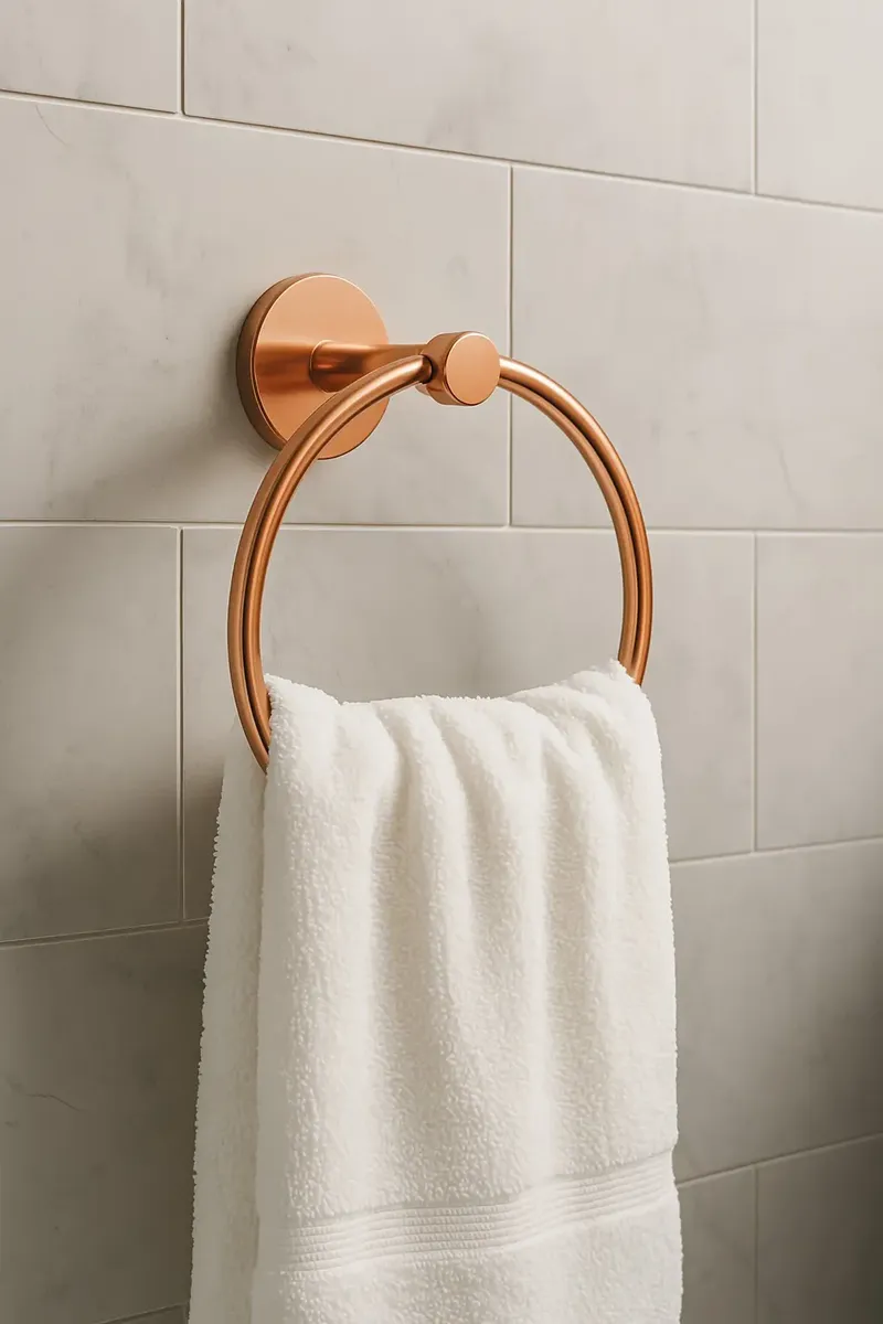 Porta Toalha Argola Vite Toalha De Rosto E De Mão Fosco Rose
