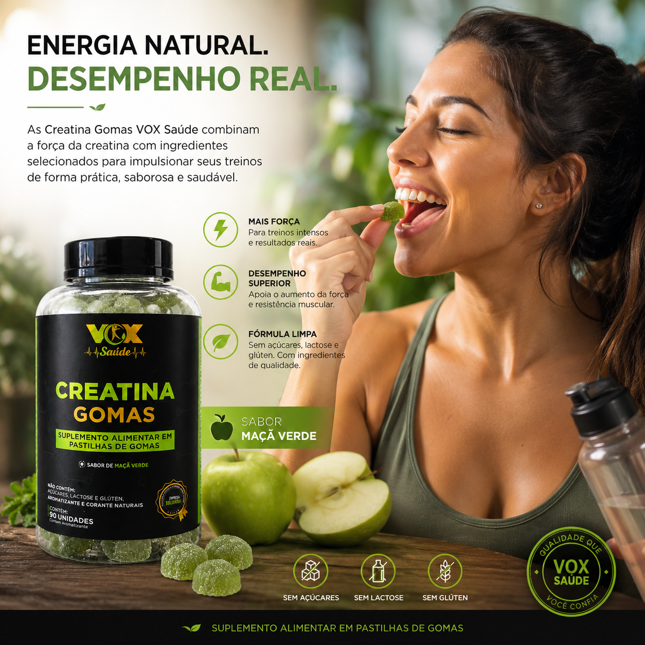 Creatina Gomas VOX Saúde - Maçã Verde 3