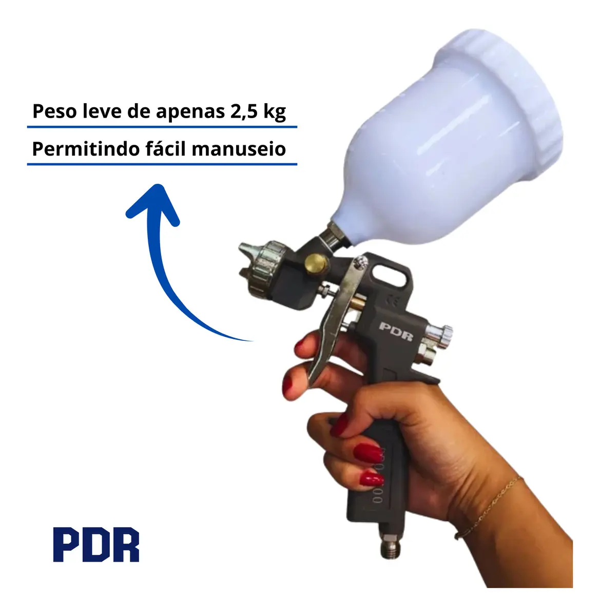 Pistola De Pintura Gravidade Bico 1,5mm 500ml Pdr Pro-500 Cor Cinza 3