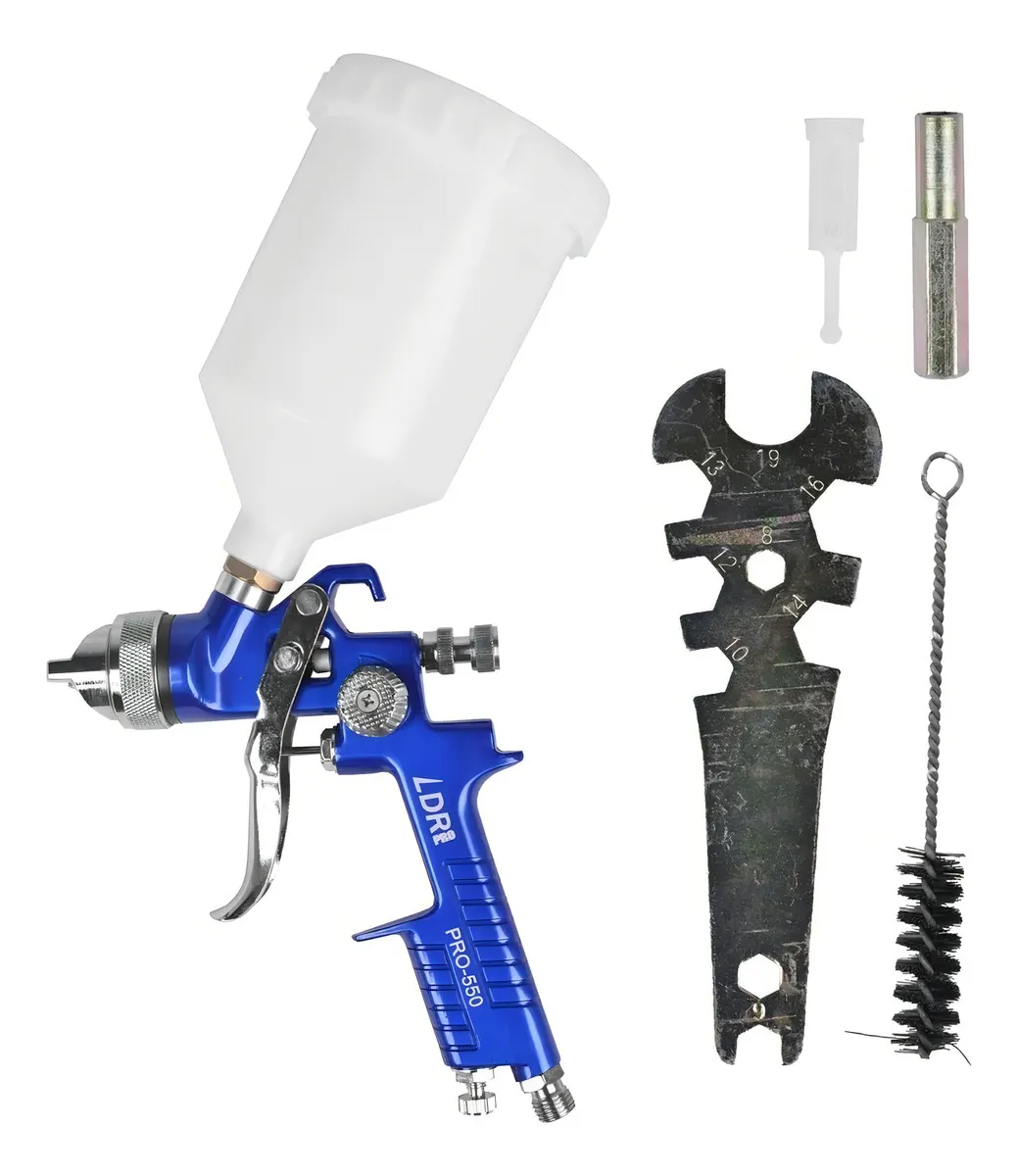 Pistola De Pintura Profissional Hvlp 600ml 1.4mm Pdr Pro-550 Azul