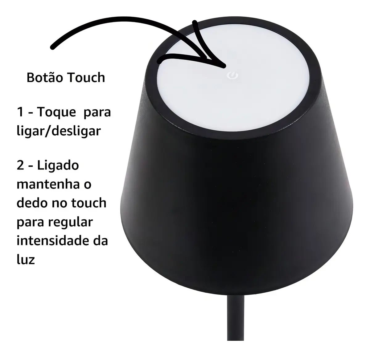 Luminária Abajur Mesa Led Dimerizável Sem Fio Recarregável Cor Da Estrutura Preto 127/220v 5
