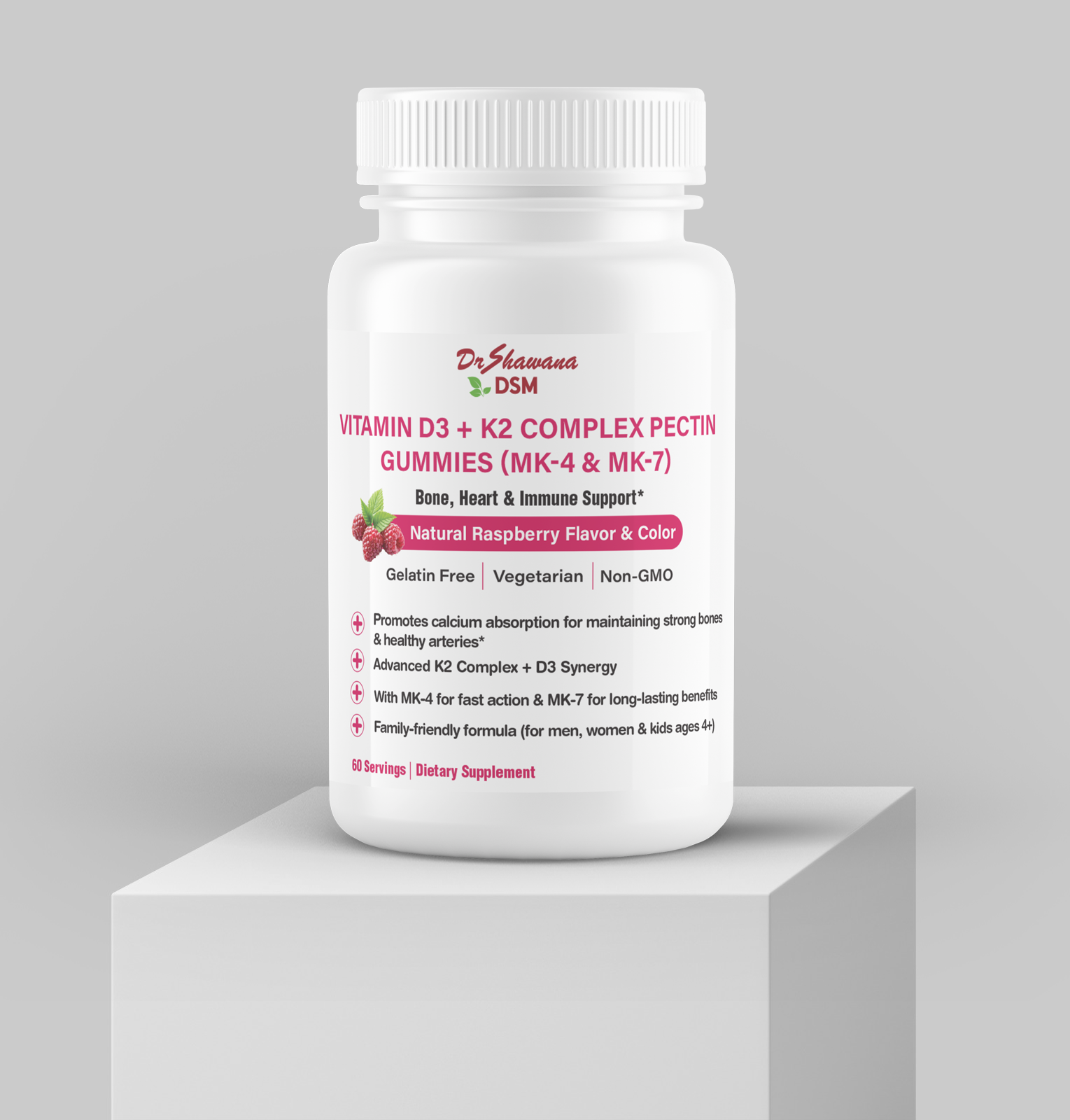 Vitamin D3+K2 Complex Pectin Gummies (MK-4 & MK-7)