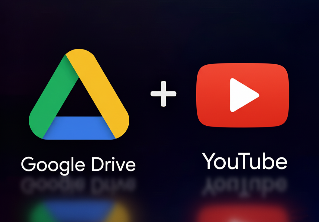 An image representing media integration with logos of YouTube and Google Drive.