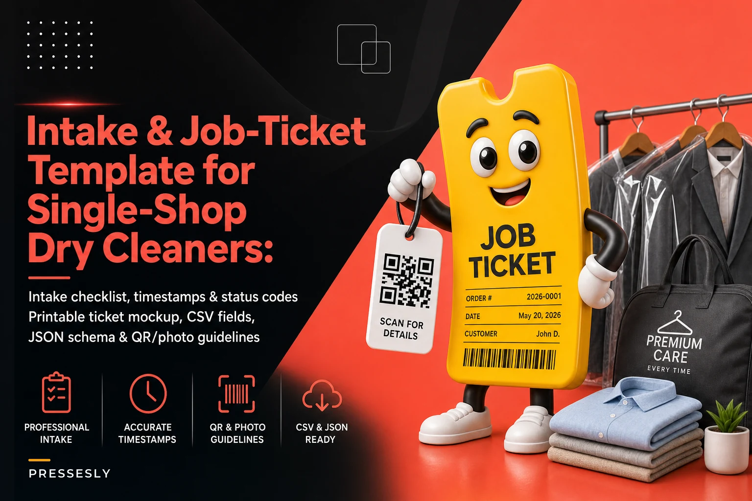 Intake & Job‑Ticket Template for Single‑Shop Dry Cleaners: Field Lists, Timestamps, Status Codes, Photos & QR Tags