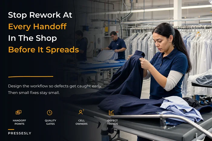 Stop Rework on the Shop Floor: Work-Cell Layouts, Handoffs and Quality Gates for Small Dry Cleaners