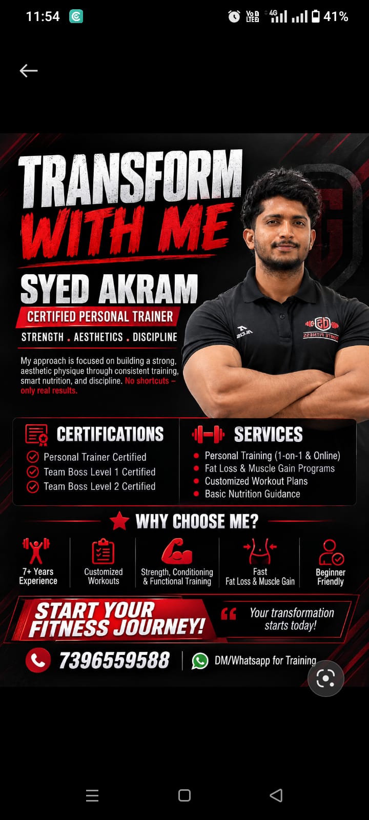 Syed Akram — Personal Trainer at DSigniteFitness, specialising in Strength, Aesthetics & Discipline