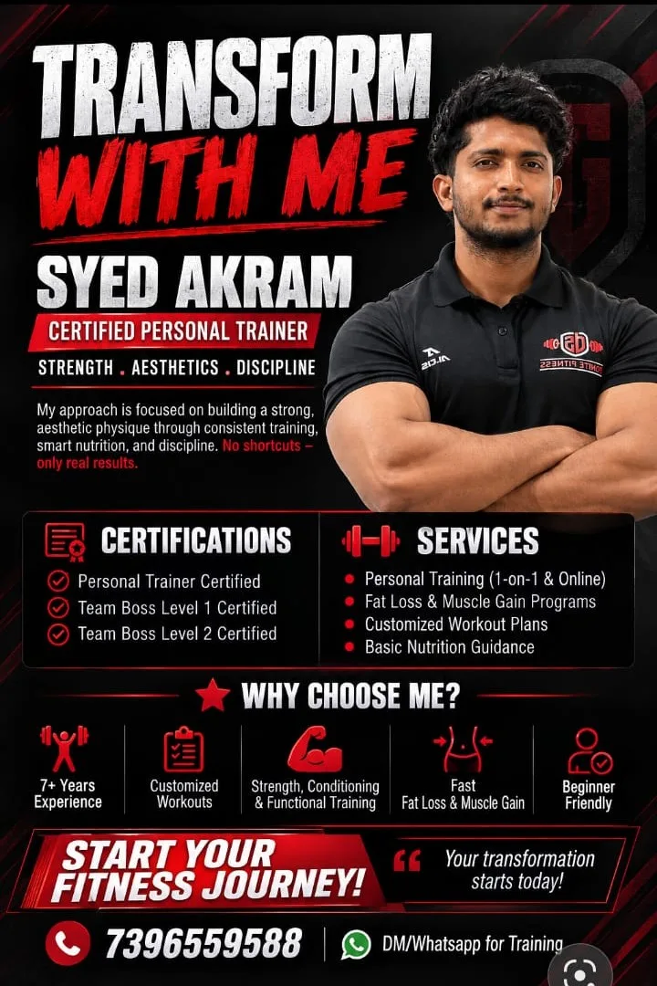 Syed Akram — Personal Trainer at DSigniteFitness, specialising in Strength, Aesthetics & Discipline