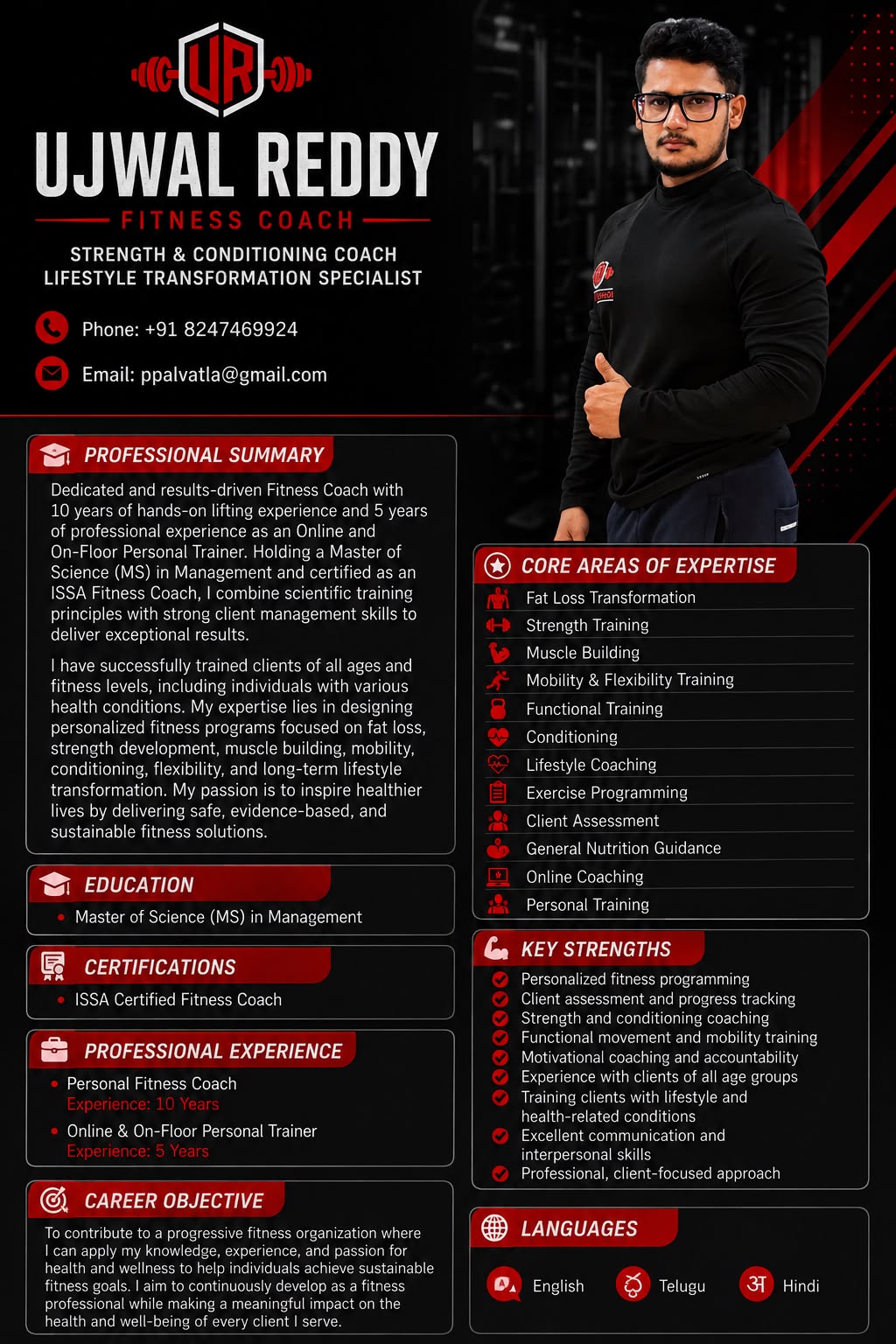 Ujwal Reddy — Strength & Conditioning at DSigniteFitness, specialising in Fat Loss & Lifestyle Transformation