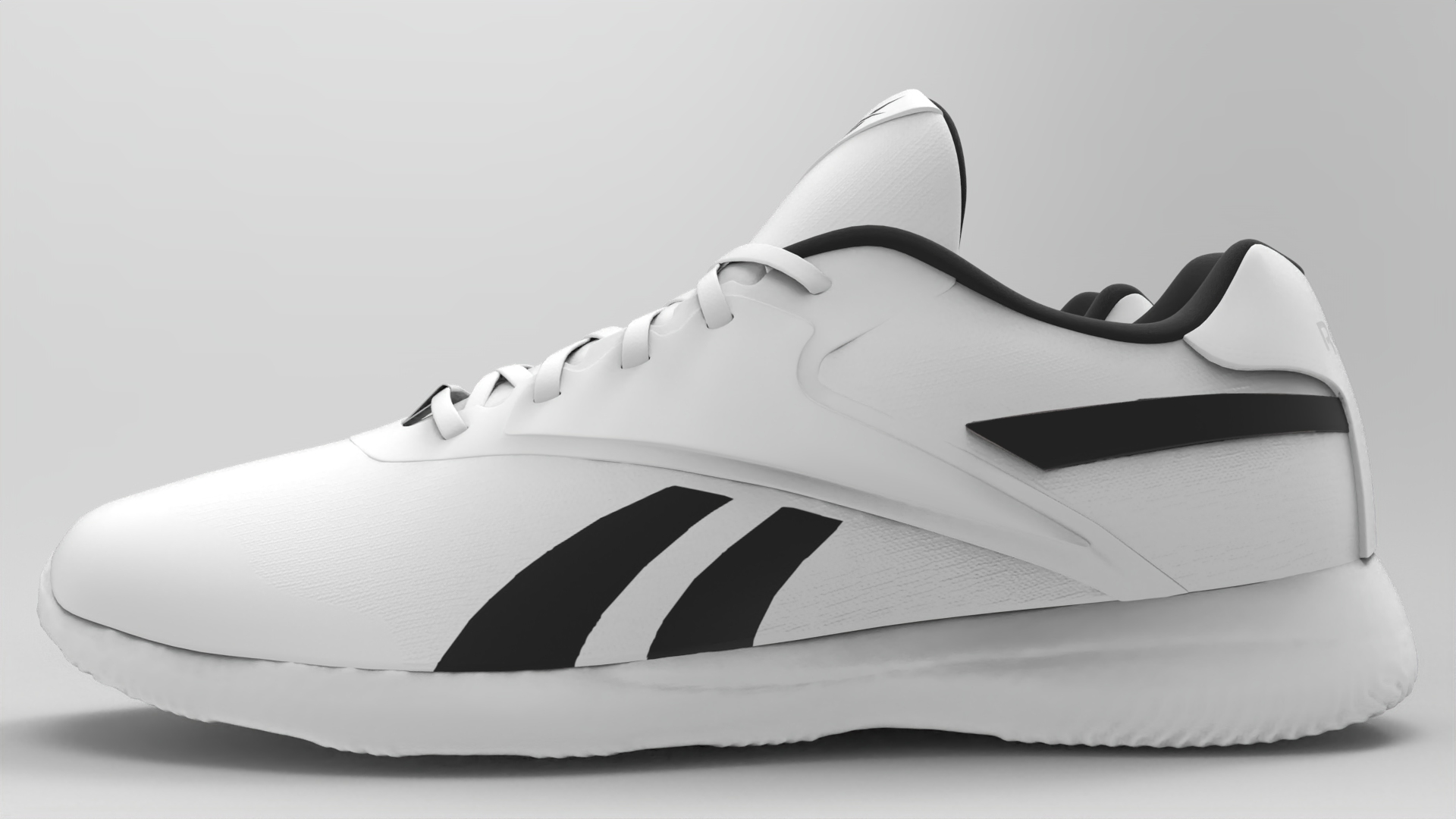 Reebok White running shoes - fbx Props 3D model ZIP render image 4