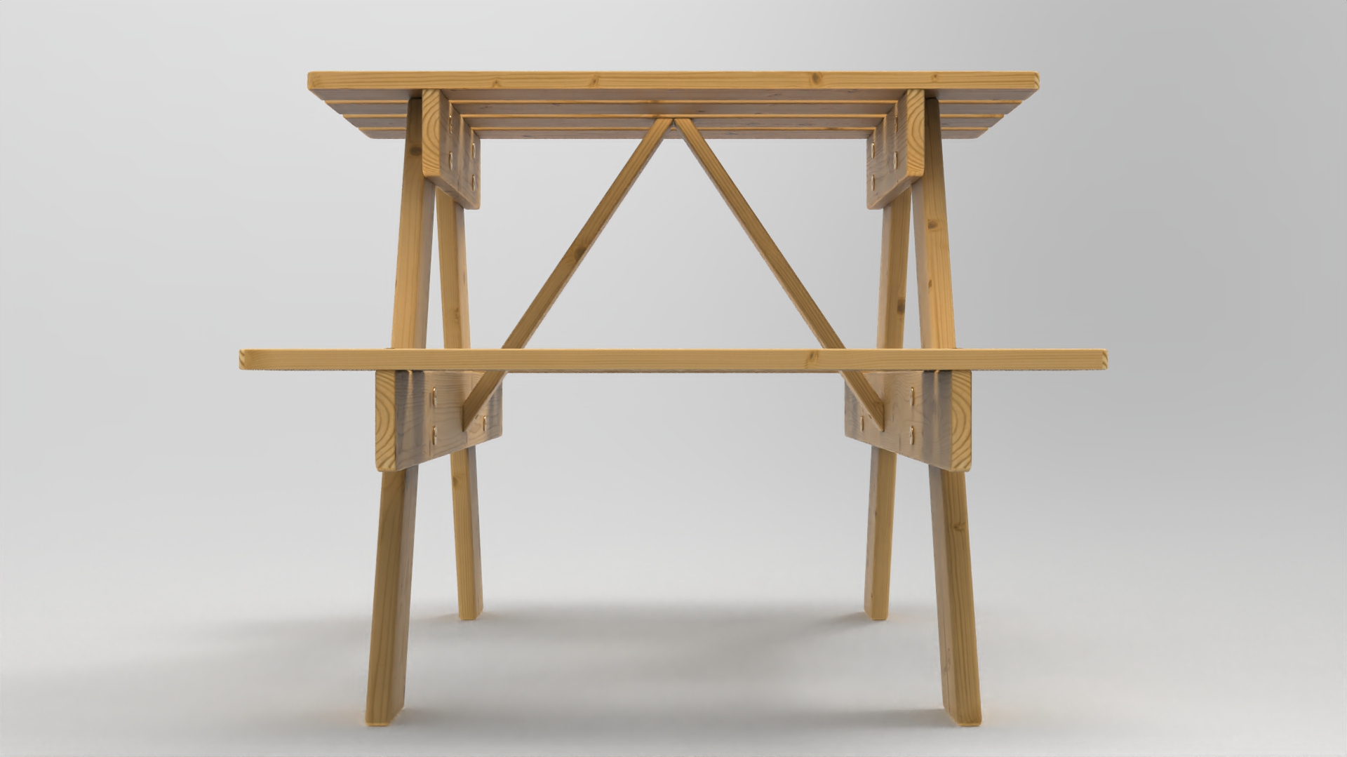 Picnic Table Brown Wood Furniture 3D model ZIP render image 3
