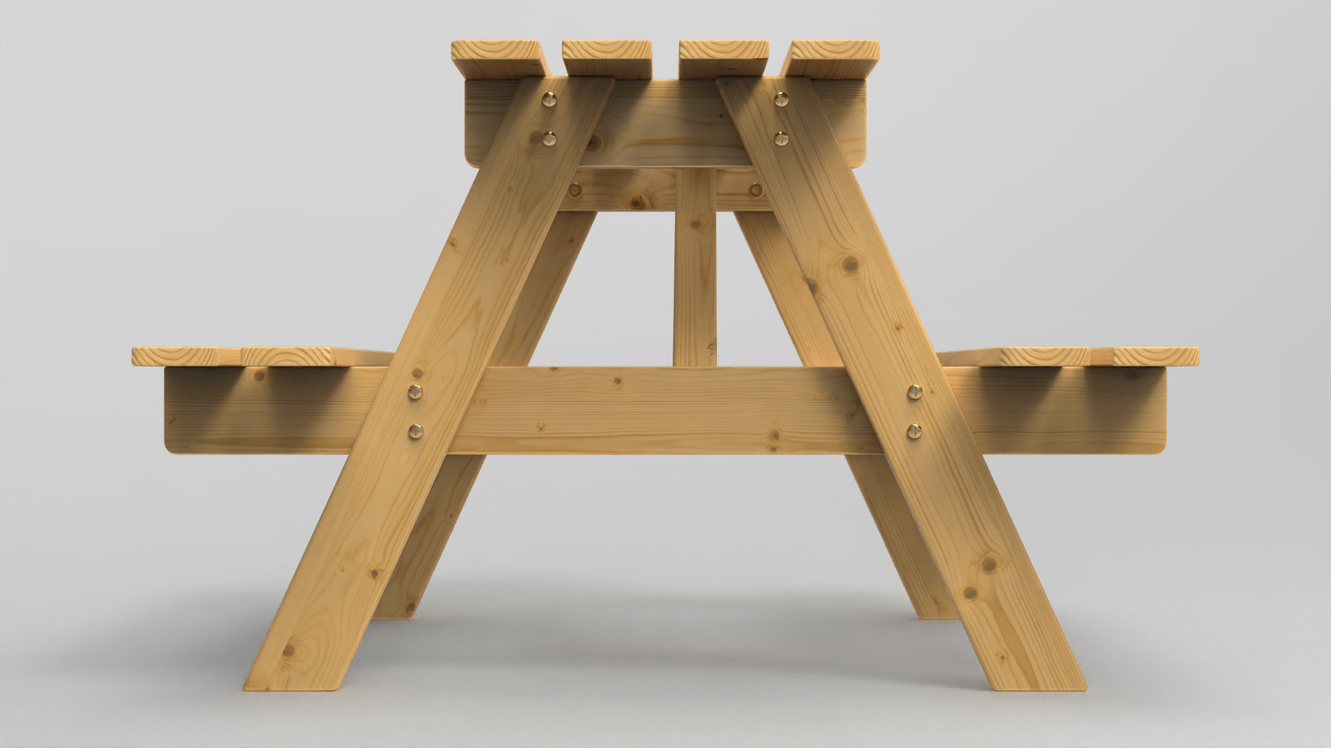 Picnic Table Brown Wood Furniture 3D model ZIP render image 4
