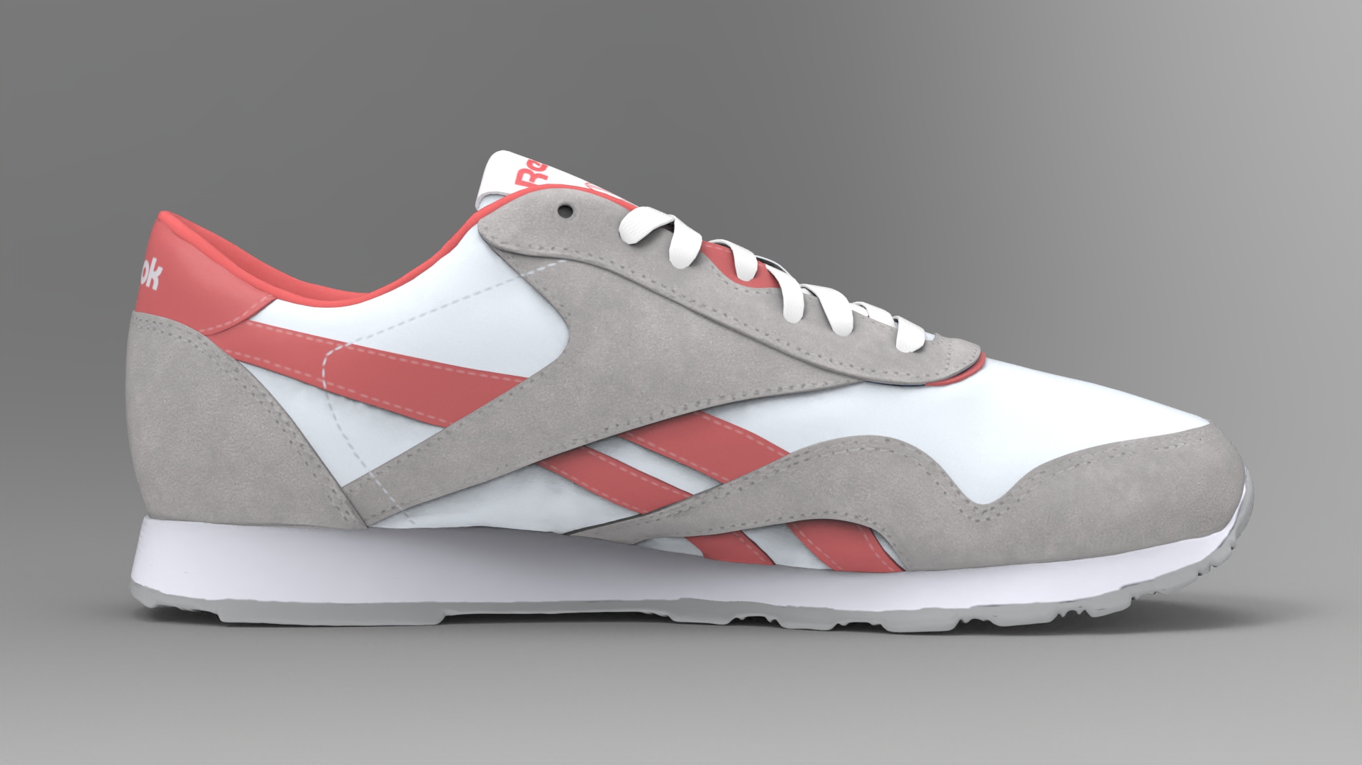 Reebok Sneaker Greywhitered Shoes 3D model ZIP render image 3