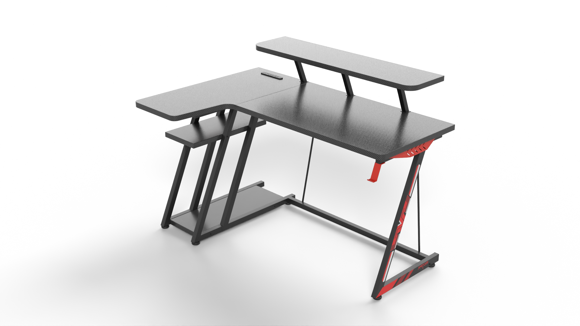 Carbon Fiber Gaming Desk Red And Black Furniture 3D model ZIP render image 2