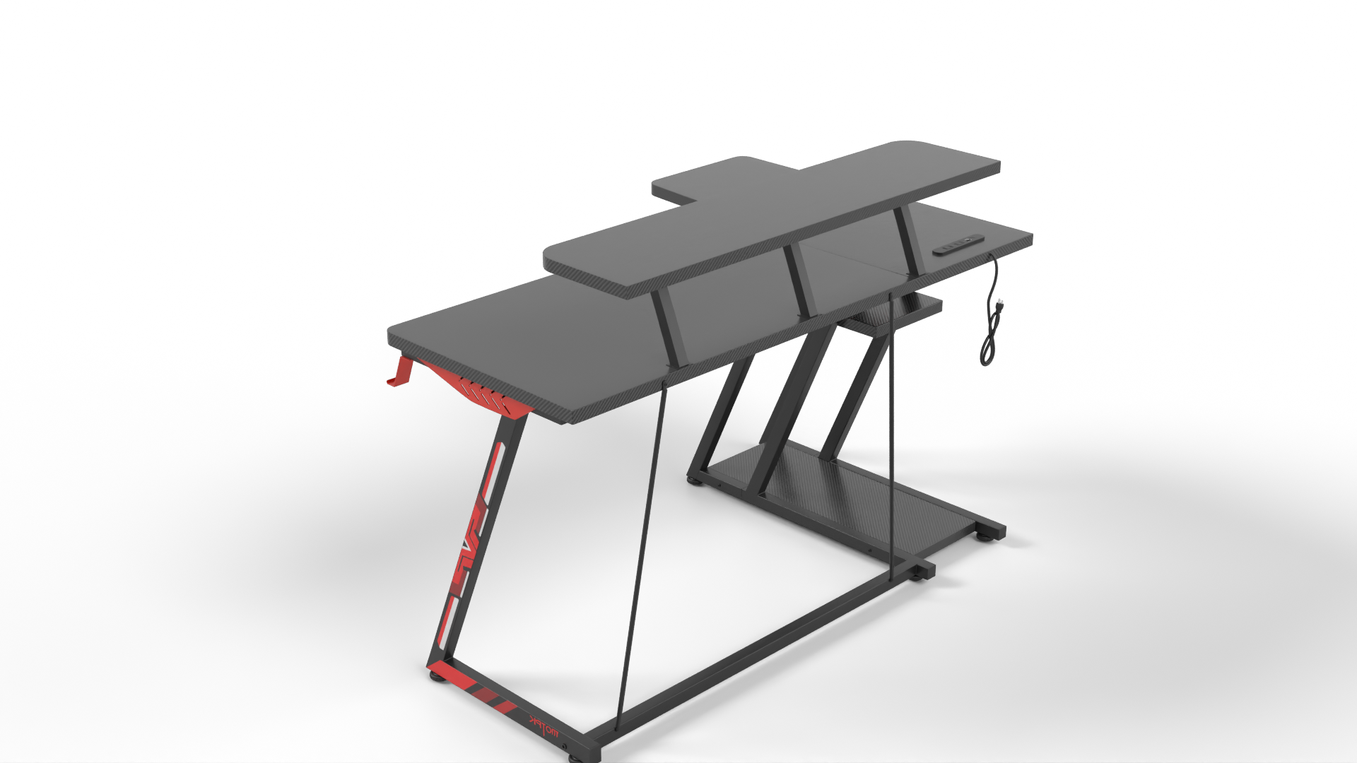 Carbon Fiber Gaming Desk Red And Black Furniture 3D model ZIP render image 4
