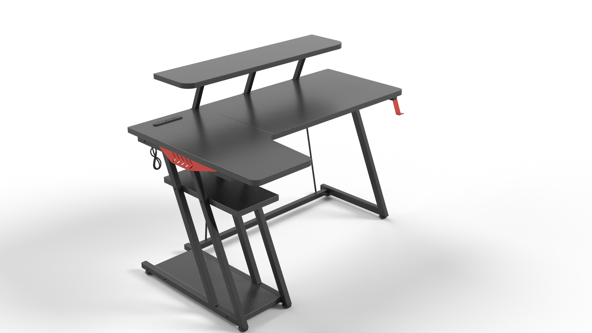 Carbon Fiber Gaming Desk Red And Black Furniture 3D model ZIP render image 8