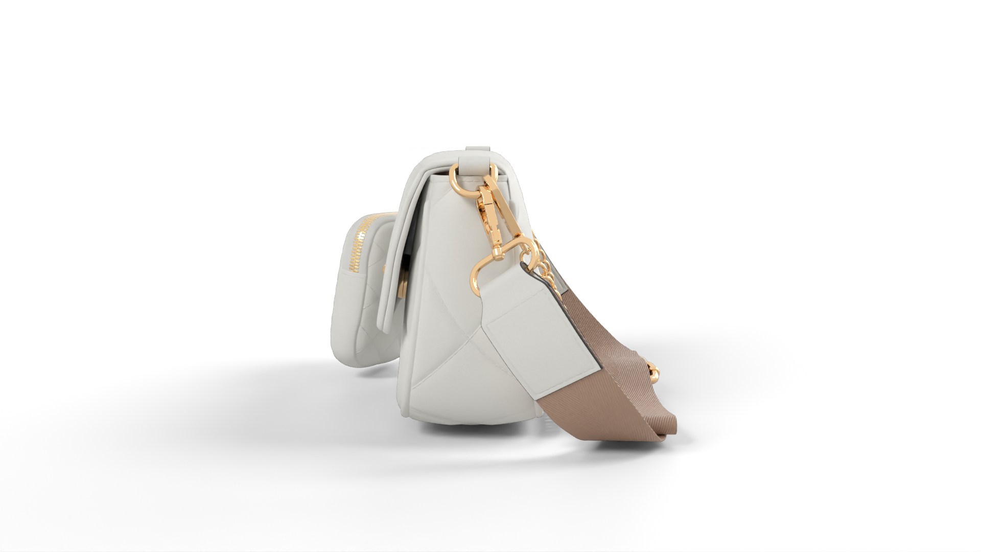 Crossbody Bag Whiteleather Fashion 3D model ZIP render image 3