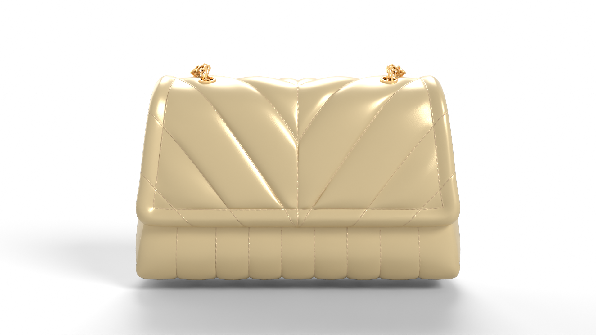 Beige Handbag Patentleather Other 3D model ZIP render image 1