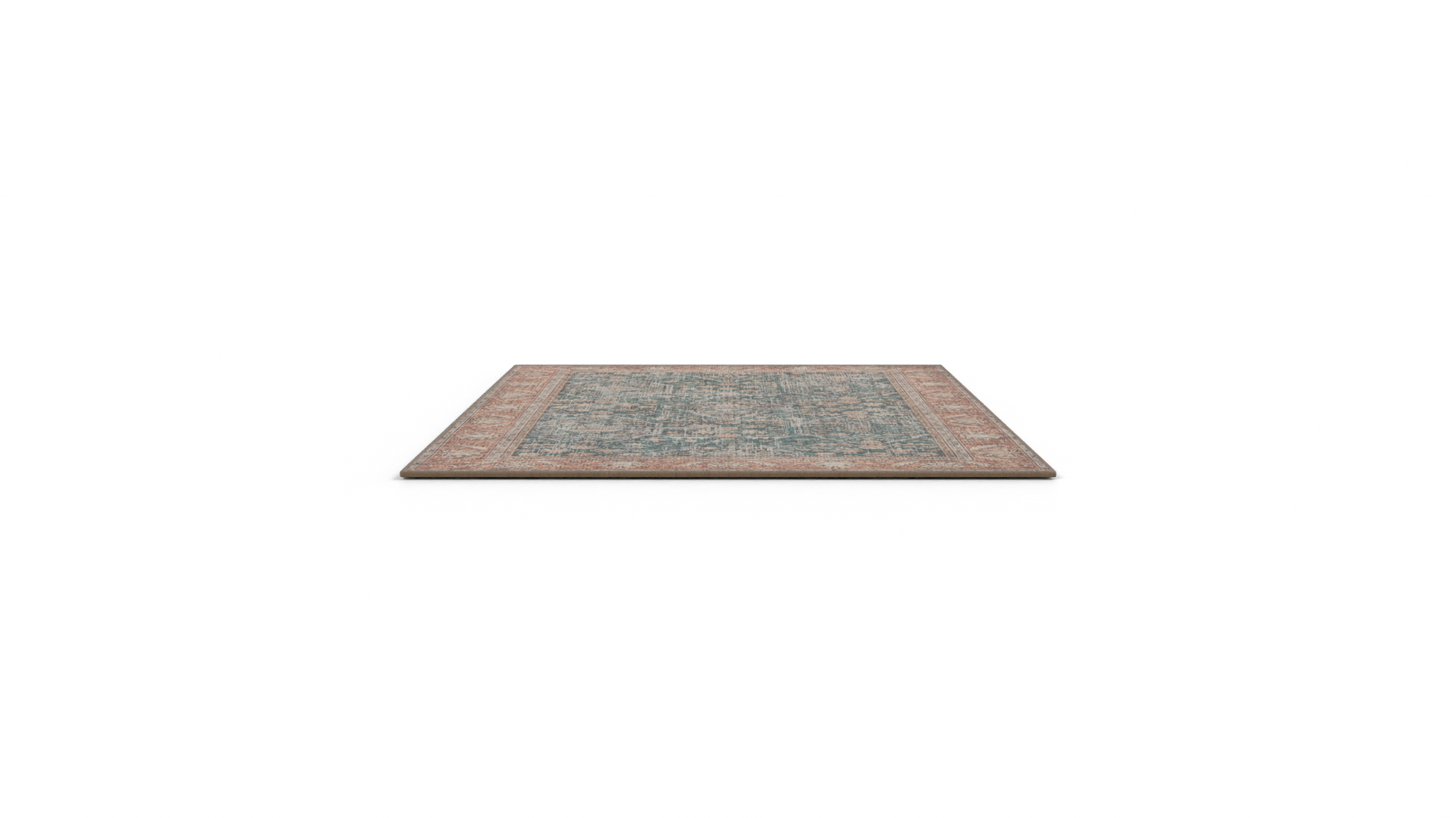Oriental Carpet Teal Red Brush Other 3D model ZIP render image 3