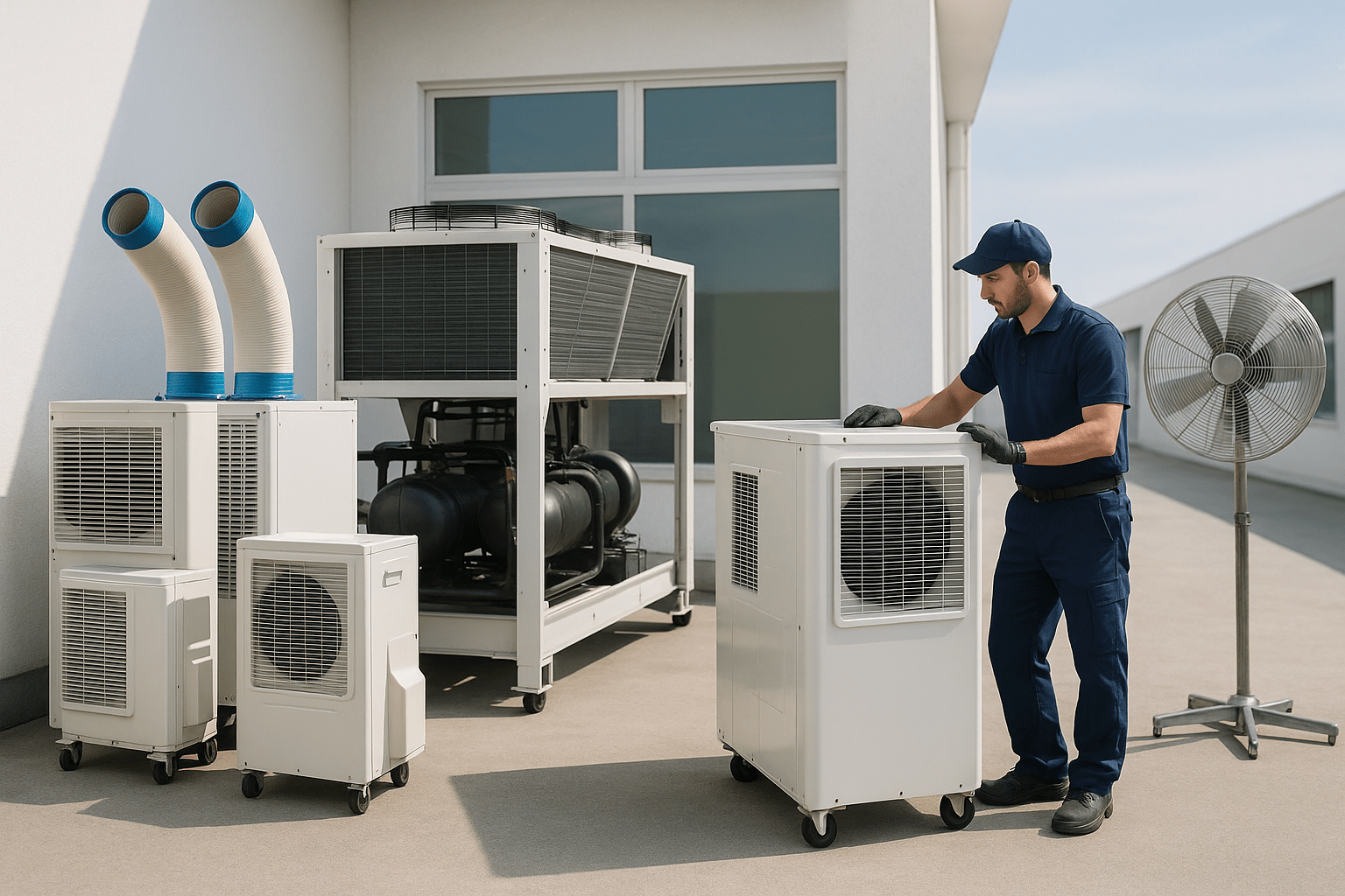 Fondo de equipos de climatización industrial